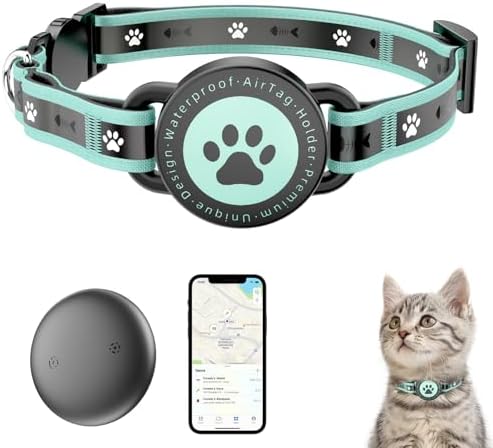 Cat GPS Tracking Collar (iOS & Android), Bluetooth GPS Dog Tracker Green 1P | Pet Activity Monitor No Monthly Fee, Adjustable‑Lightweight Design, Works with Apple Find My and Google Find Hub