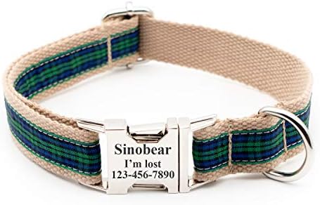 Durable Personalized Dog Collar Laser Engraving Fabric (Green Scotland)