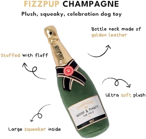 CHEWFFON Dog Toy, Interactive Champagne Shape Squeaky Toy for Boredom