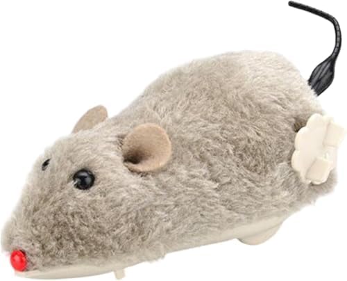 Brown Wind Up Mouse - Mouse Hunting, Feathered Cat, Interactive Wind Up for Cats Life Like Simulation, Rats Chasing Interactive for Indoor Kitties Cat Mice and Animals