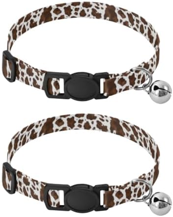 Brown White Spots Easy to Wear Dog Collar 2 Pack Lightweight Pet Collar for Cats and Dogs
