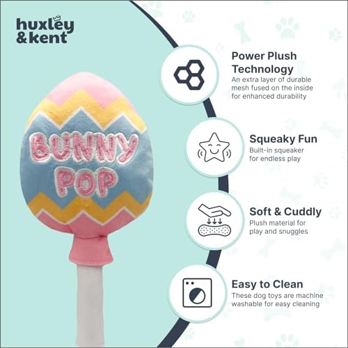 Huxley & Kent Power Plush Squeaky Dog Toy, Bunny Pop, Large