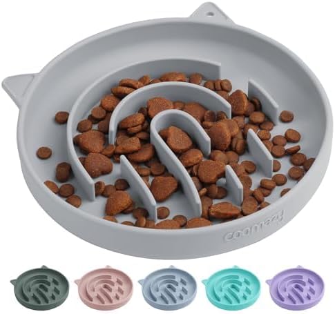 Coomazy Slow Feeder Cat Bowl Silicone Pet Puzzle Feeder for Slow Eating
