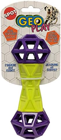 SPOT Geo Play Dual Texture Dog Toy Dumbbell
