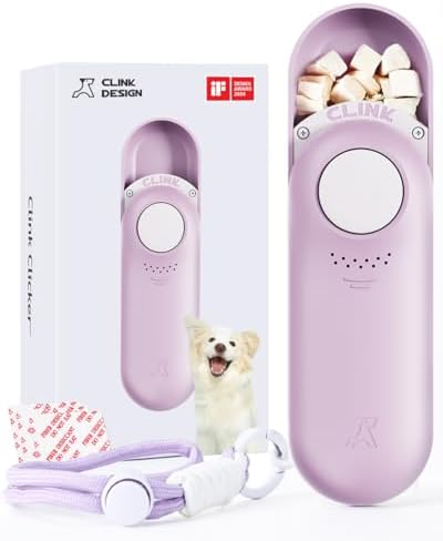 Clink Design Dog Training Clicker & Dog Clicker with Treat Storage, Purple | Clicker Dog Trainer, Compact Dog Clicker for Puppy Training or Cat Clicker, 2.36 oz