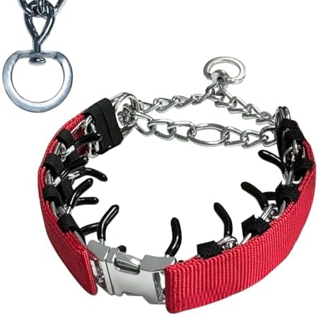 Prong Training Collar for Dogs, Rotating Ring Welding, Adjustable Dog Training Pinch Collar with Quick Release Buckle, for Small Medium Large Dogs