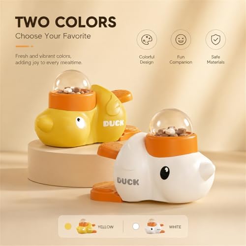 Cat Treat Dispenser, Duck Treat Dispenser for Cats, Cat Treat Toys Interactive and Dog Puzzle Treat Feeder, Food Puzzle Slow Feeder for Small Cats, Dogs, Other Pets (Yellow)