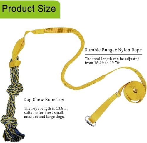 Dog Bungee Tug Toy Hanging from Tree, Outdoor Interactive Tether-Yellow
