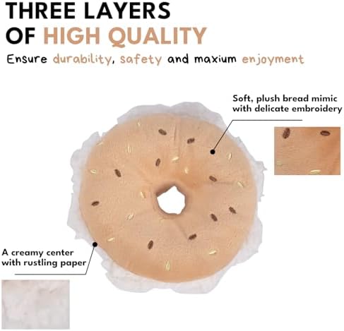 CHEWFFON Dog Squeaky Toy, Interactive Bagel Shape Puzzle Toy