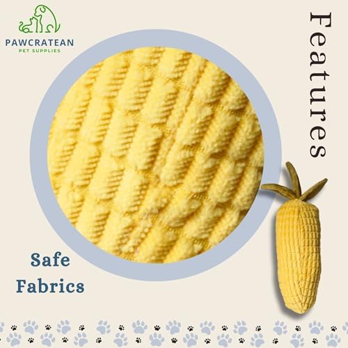 7" Squeaky Plush Toy for Puppies Small Dogs Self Etertainment Washable Soft Made [PET ONLY] (Corn)