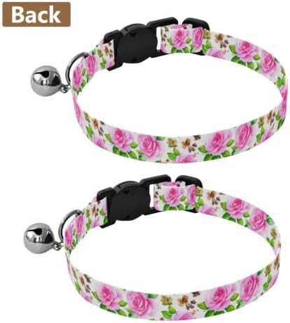 Watercolor Roses Green Leaf Small Dog Collar 2 Pack Adjustable Pet Collar Adjustable Length 10.6" to 17.1"