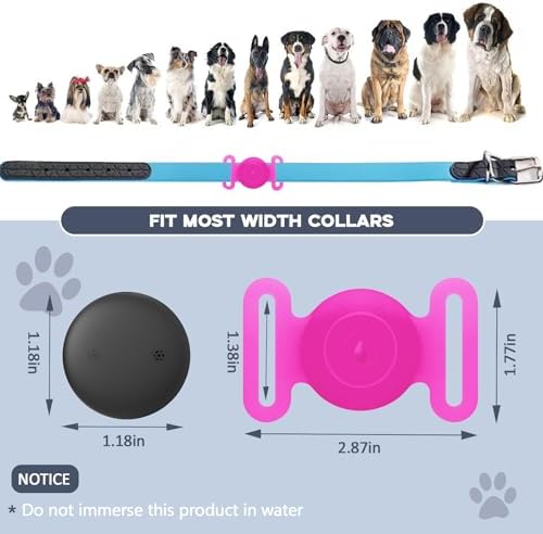 GPS Tracker for Dogs, Mini GPS Cat Tracker, IPX8 Waterproof GPS Trackers for Cats with Holder, No Monthly Fee, Work with Apple Find My(iOS Only), Smart Trackers for Dogs-YGPink-3