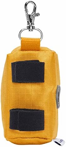 Blueberry Style Amber Dog Waste Bag Dispenser, Solid Color Trash Bag Dispenser with 2 Auto Locking Zipper, Dog Poop Bag Holder Leash Attachment, Includes 1 Roll of Free Poop Bags
