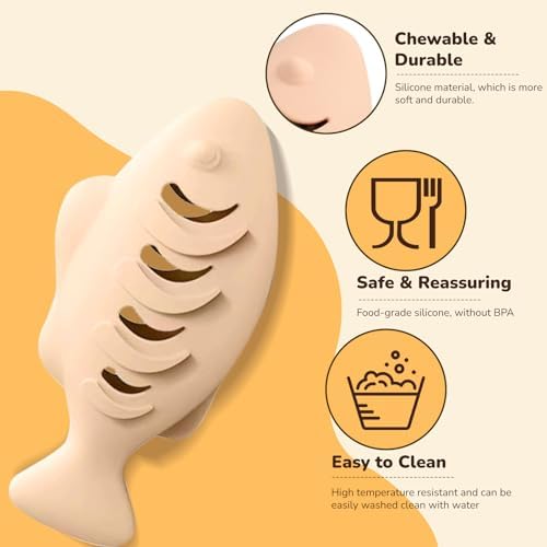 Fish Shape Cat Toys, 3 Pcs Food-Grade Silicone Kicker for Indoor Cats, Could Be Filled with Catnip or Cat Food, Interactive Toys for Kittens and Adult Cats