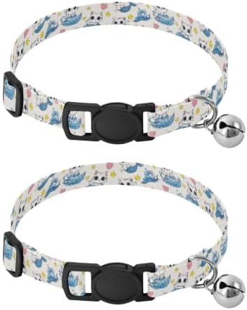 Cute White Cats Eyes Kitten Collars 2 Pack for Puppies Adjustable 10.6 to 17.1 Inches