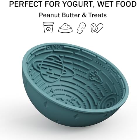OHMO Slow Feeder Bowl & Lick Mat for Dogs, Galaxy Design, 6.3", Light Blue