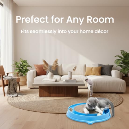 AUOON Cat Scratcher Toy with Ball Track for Indoor Cats and Kittens, Blue