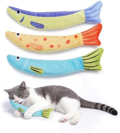 Catnip Toys, [12000mg] Extra Large Cat Toys for Indoor Cats, 100% Natural North American Catnip Floppy Fish, Crinkle Sound, Soft Cotton-Free Surface for Chewing, Teething & Kicking