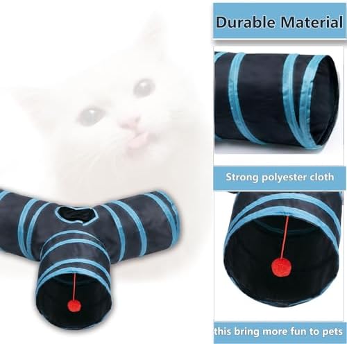 Cat Tunnel Tube Toys, 3 Ways Tunnels for Indoor Cats with Play Ball