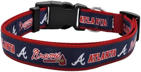 MLB Atlanta Braves Licensed PET COLLAR- Heavy-Duty, Strong, and Durable Dog Collar. Available in 29 Baseball Teams and 4 Sizes