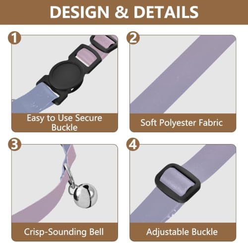 2 Pack Dog Collar Gradient Light Pink Dog Bell Collar, Adjustable Length 10.6" to 17.1"
