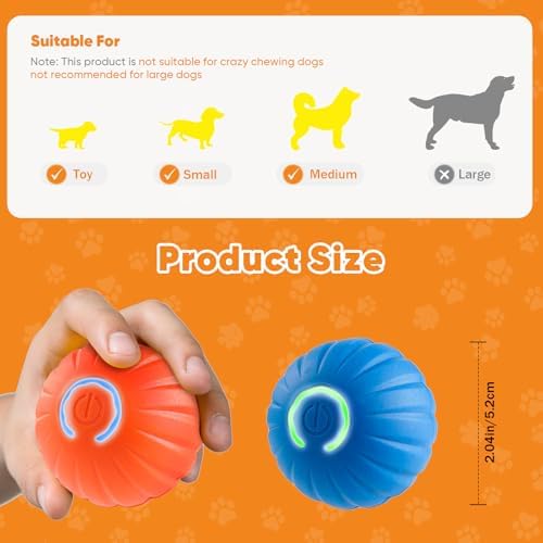 2PCS Shaky Ball Toy for Dogs, Vibrating Dog Ball, USB Rechargeable, Interactive, Automatic Moving, Bouncing, Perfect for Small, Medium, Large Dogs (Small, Cucurbit)