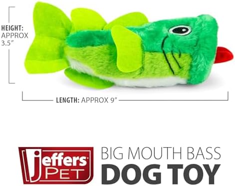 Jeffers Pet Animal Themed Dog Toy, 9" - Big Mouth Bass