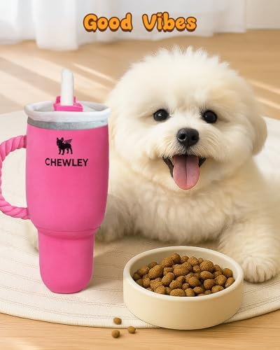 Swooflia Funny Plush Rope Dog Toy Squeaky - Cup Interactive Stuffed Dog Toy for Puppies Medium Small Breed Dogs to Keep Them Busy, Cute Birthday Squeaky Plush Gift