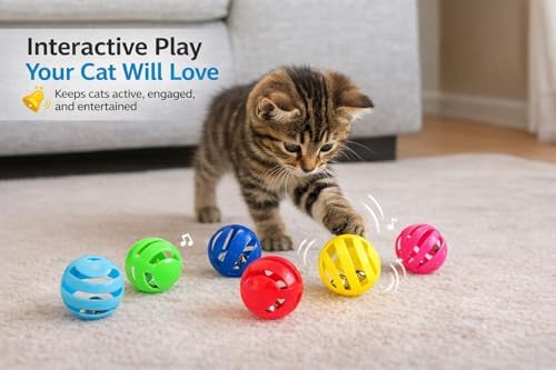 bulk buys Balls with Bells Cat Toys Set, Medium Breeds