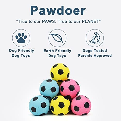 Squeaky Dog Ball, Soft Latex Rubber Squeaky Dog Toys for Small Dogs Puppies, Cute Bounce Squeak Toys Play Fetch Soccer Ball