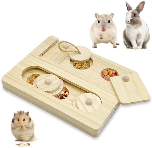 Hamiledyi Guinea Pig Foraging Toys Wooden Rabbit Toys Sniff n' Snack