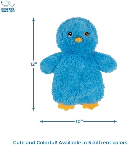 Best Pet Supplies Interactive Squeaky Dog Toy - Baby Chicken, Blue | Stuffing Free Body, Soft, Squeaks & Crinkles, No Mess, Perfect for Moderate Chewers, Toss and Fetch Play