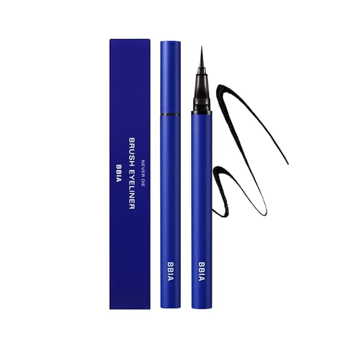 BBIA Never Die Brush Eyeliner - Waterproof & Sweat-proof Liquid Pen Eye Liner No-Skip with Highly Resilient Fine Brush Tip Satin Finish Long-Lasting Quick Dry Vegan Korean Eye Makeup (01 MATTE BLACK)