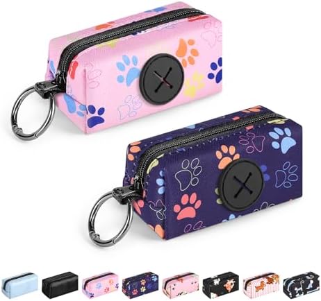 2pack Dog Poop Bag Holder Zippered Pet Waste Bags Dispenser