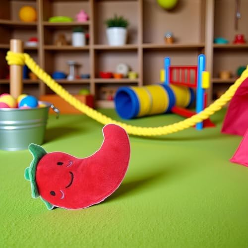 1 Pc Funny Red Fruit Dog Toys, Vegetable Dog Toys Squeaky Plush Chili Eggplant Corn Puppy Toys for Small Dogs,Chili, Nice and Practical