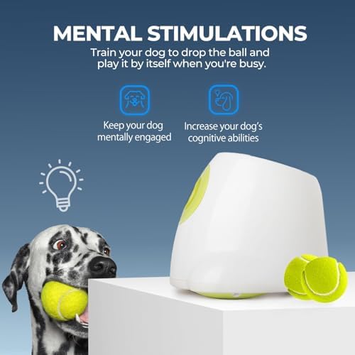ALL FOR PAWS Automatic Dog Ball Launcher for Medium to Large Dogs, Interactive Tennis Ball Thrower, Rechargeable Dog Toy Mental Stimulation Training Game for Energetic Dogs