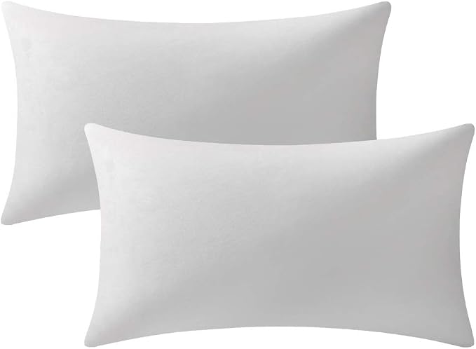 Lumbar Pillow Covers 12x20 Ivory White: Pack of 2 Cozy Soft Velvet Rectangular Modern Luxury Decorative Throw Pillow Cases for Sofa Couch Living Room Bed Home Decor