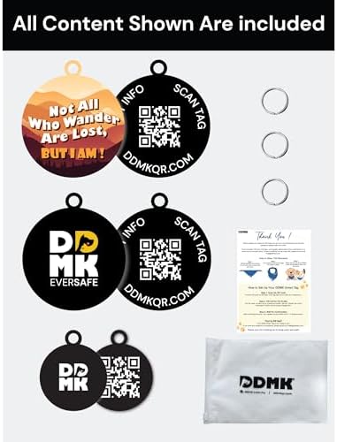 DDMK Smart Pet Tag Set | Includes 3 Tags | QR Code for Instant Alerts | Custom Pet Profiles | Durable & Waterproof | No Subscriptions or Fees |2-NOT All WHO Wander are Lost BUT I AM-2