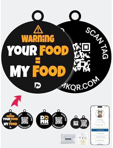 DDMK Smart Pet Tag Set | Includes 3 Tags | QR Code for Instant Alerts | Custom Pet Profiles | Durable & Waterproof | No Subscriptions or Fees |24-Your Food = My Food