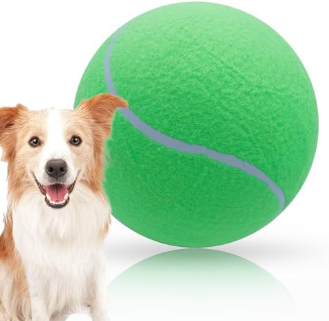 Banfeng Big Tennis Ball for Dogs, Giant Dog Tennis Ball Toy Large Outdoor Sports Gift for Small Medium Large Dog (Green, 9.5 inch)