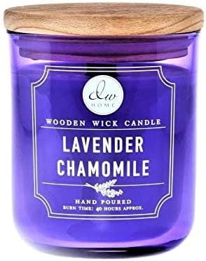 DW Home Lavender Chamomile Scented Candle for Home, 12 oz Crackling Wood Wick Jar Candle, Long Burning Luxury Scented Candle for Relaxation, Gifting, Home Decor