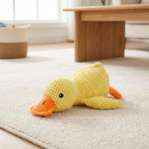 JINTONE Squeaky Dog Toy Duck,Funny Dog Toy for Dogs(Yellow,Medium)