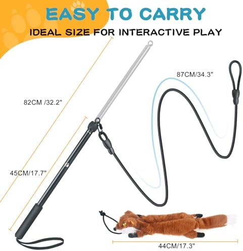 Flirt Pole for Dogs - Heavy Duty Interactive Dog Rope Toy, Agility Training Fishing Pole for Large and Small Breeds, Durable Exercise Stick with Replaceable Tails