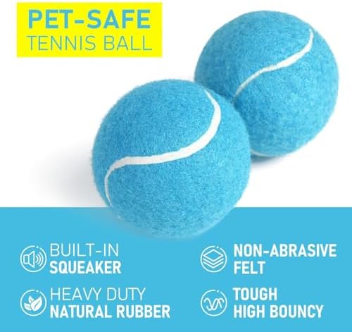 PrimePets Dog Tennis Balls 3 Pack, 2.5” Durable High-Bounce Tennis Balls for Dogs, Squeaky Dog Ball for Fetch & Training, Outdoor Interactive Dog Toy Ball for Small and Medium Dogs