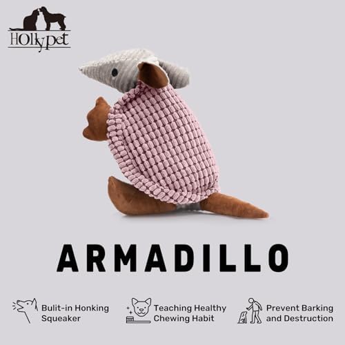 Hollypet Armadillo Squeaky Dog Toys for Medium Large Dogs, 14"