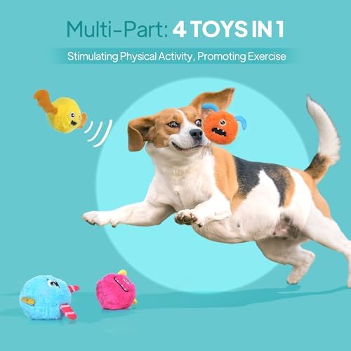 TwoEar Squeaky Ball Dog Toys for Small Dogs, Blue