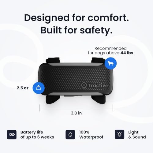 Tractive XL Smart Dog GPS Tracker | Live Pet Tracker with Virtual Fence | Vital Signs Monitoring of Heart & Respiratory Rate | Up to 6-Weeks Battery Life | Dog Collar Attachment (Black)