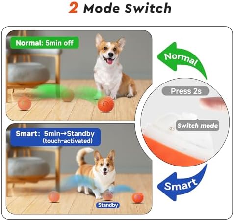 Interactive Dog Toys Ball Small, 2.1 inch Bouncing Rotating Ball, Pet Toys for Small Dogs, USB Rechargeable (Orange)
