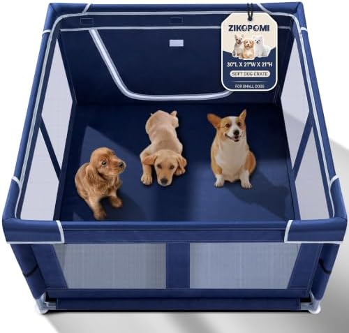 Puppy Playpen Indoor for Dog Small Pets, Dog Playpen 42x42x25 Inch, Dog Play Pen with Gate for Outdoor and Indoor, Oxford Fabric Pet Playpen for Puppy, Anti-Tipping Dog Enclosure with Zipper Door