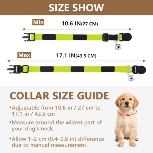2 Pack Kitten Collar Tiny Black Polka Dots On Yellow Cat Collar with Bell, Adjustable 10.6 to 17.1 Inches